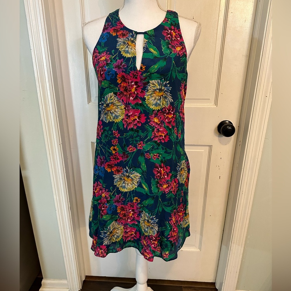 Lavender Brown A-Line Sleeveless Floral All Over Mini Tank Dress Size ‎ Sundress